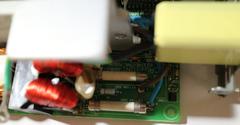 Individual PSU module (inside view, close-up of fuses)